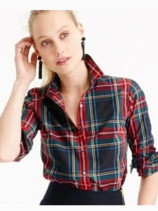 J. Crew Tops - J. Crew Perfect Shirt in Stewart Plaid Size 0